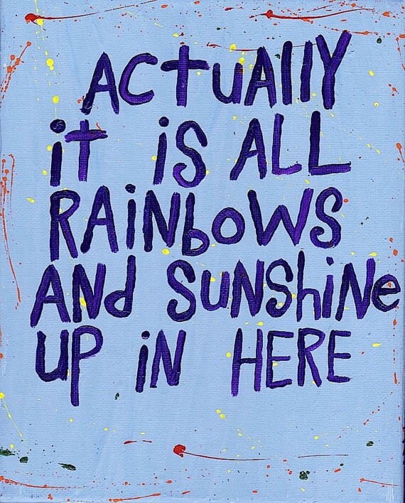 Rainbows And Sunshine Original Word Art Painting on Canvas