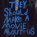Hand Painted Abstract Folk Art Typography Word Art Painting Make A Movie Original Quote on Canvas Black and Blue - Nayarts