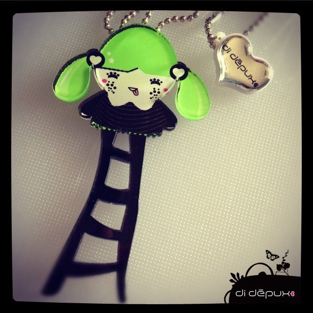 Acrylic Plexiglass necklace printed laser cut ''LADDER'' Kawaii