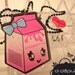 Acrylic Plexiglass necklace or Brooch printed laser cut ''STRAWBERRY MILK'' Kawaii