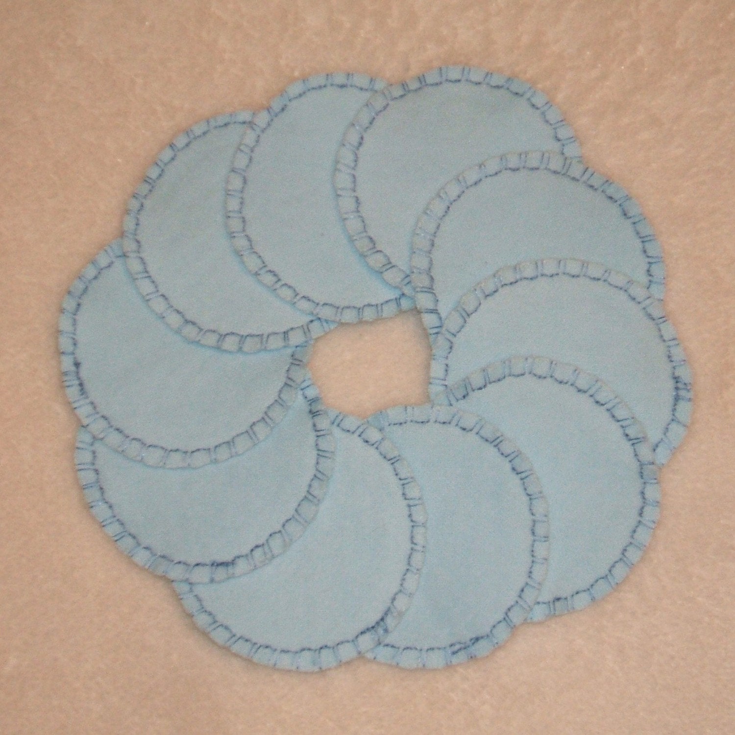 Make-up Remover Pads Lt. Blue Washable Reusable Cotton Rounds