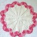 Reserved for Alyne: Vintage Crochet Ivory Doily with Edging in Gorgeous Shades of Pink