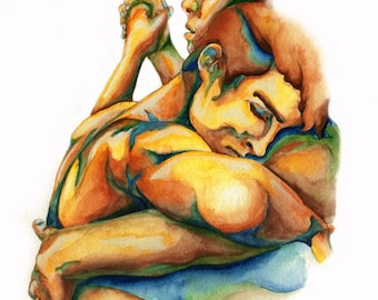 Male Couple Slow Dance - Love Knows No Bounds - Watercolor painting art print