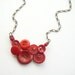 Small Scarlet Red Necklace Vintage Button Jewelry