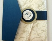 Fancy Flocked Pocket Wedding Invitation Set