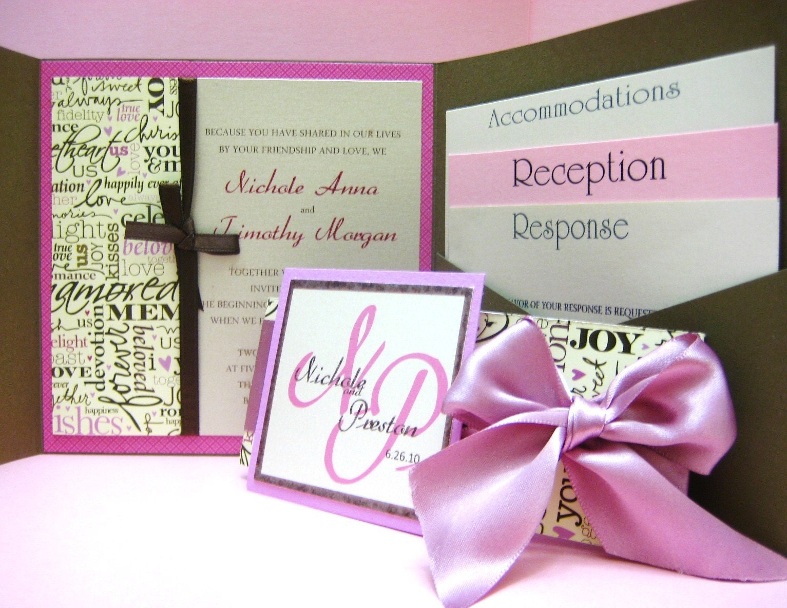 Modern Script Pocket Wedding Invitation--Set of 20