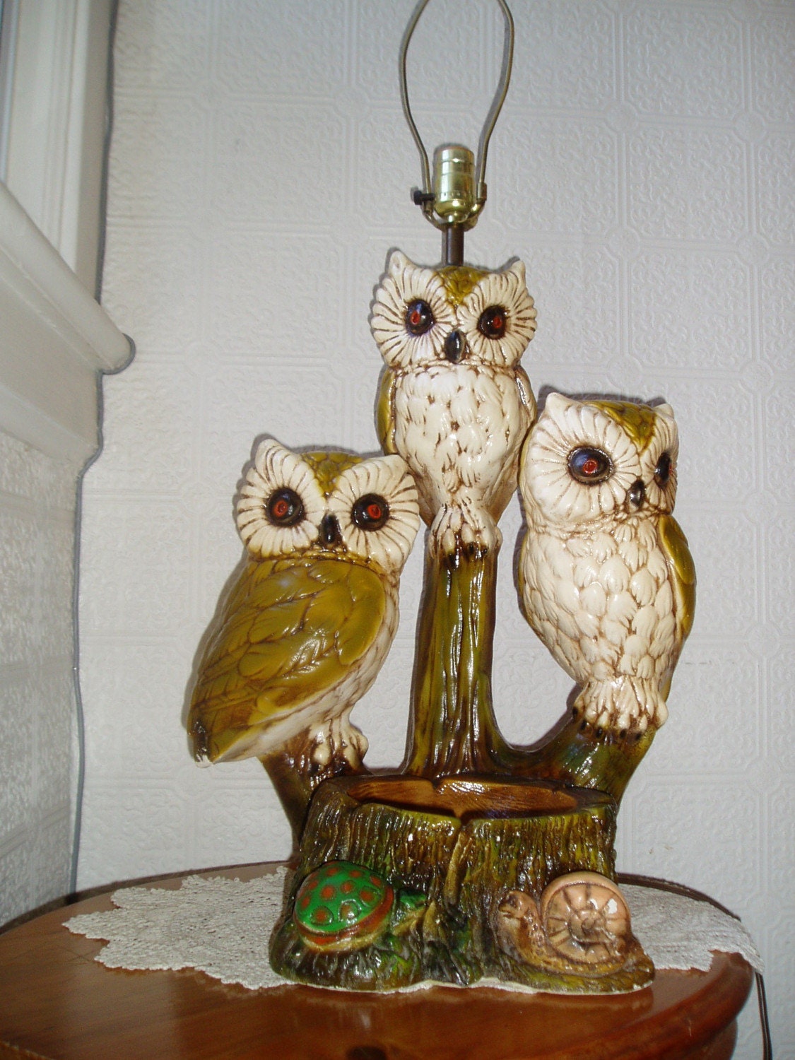 Owl Lamp  Vintage Chalkware