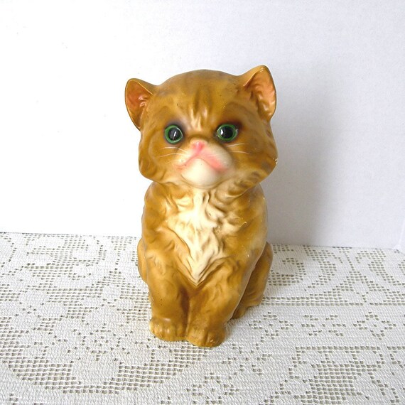 Vintage Cat Figurine Ceramic Kitten Enesco by AtticDustAntiques