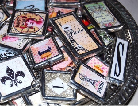 STARBUCKS ADDICT charm NeCKLACE altered art GLaSS SoLDERED pendant double sided MY BLOoD TyPE iS STaRBUCKS