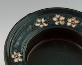 Cherry Blossom 3" Candleholder / Wine Bottle Coaster , Turquoise green, handmade wheel thrown pottery by Loma Prieta Pottery