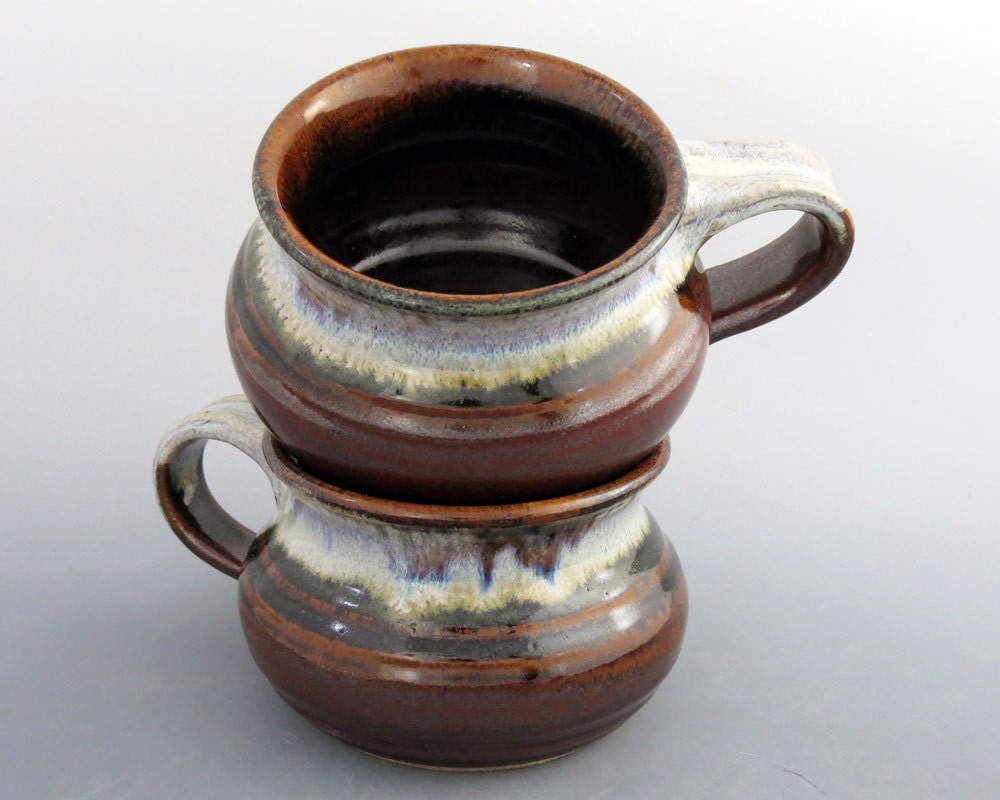 Soup Mugs/ Soup Bowls -16 oz. Earthtones / handmade wheel thrown pottery