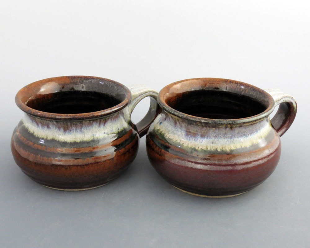Soup Mugs/ Soup Bowls -16 oz. Earthtones / handmade wheel thrown pottery