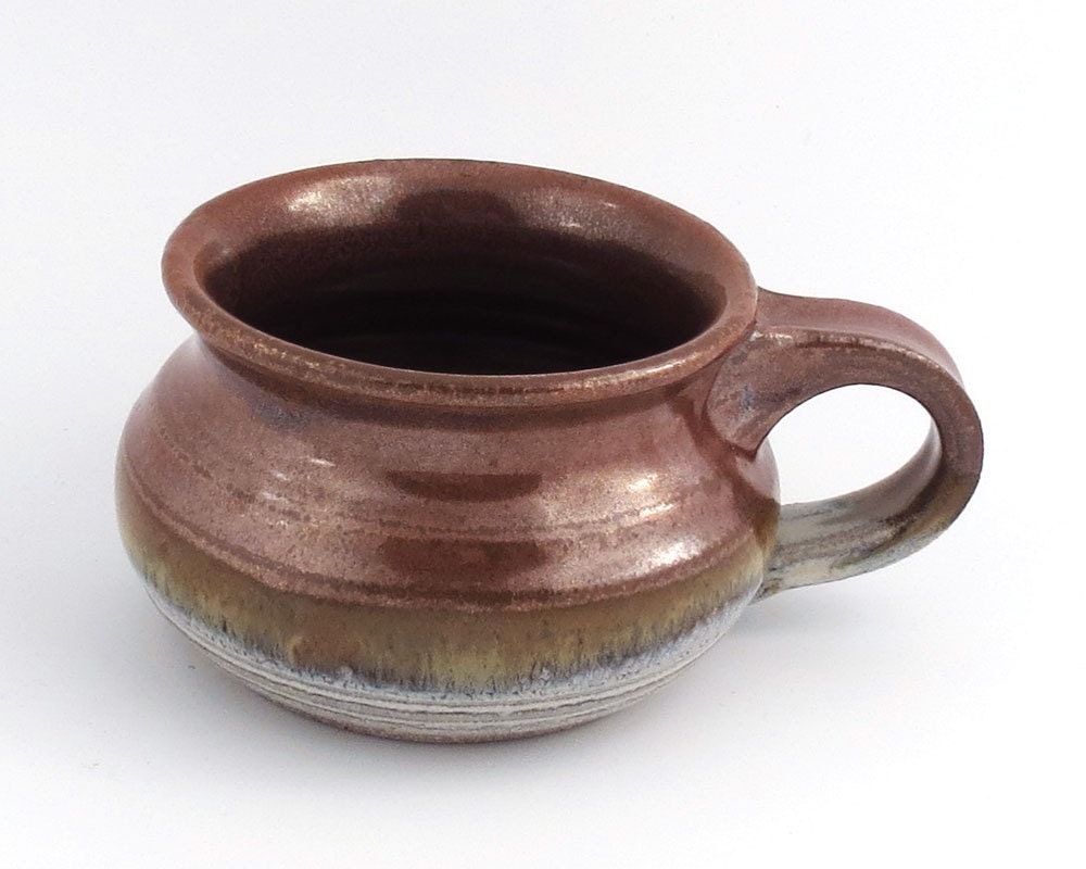 Soup Mug / Soup Bowl 16 oz.- Red, Tan, White /handmade wheel thrown pottery