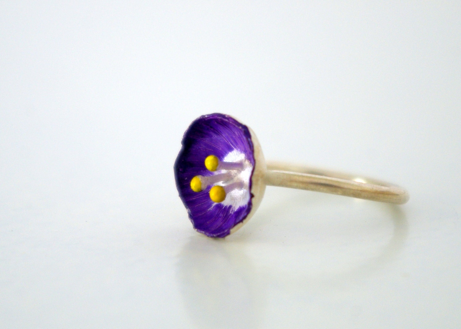 Amethyst Purple Flower Sterling Silver Ring Floral Jewelry Boho Chic