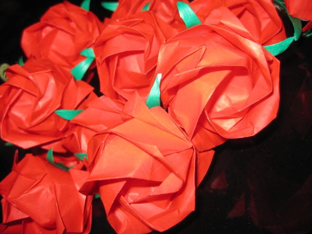 12 Origami Long Stem Kawasaki Roses any color