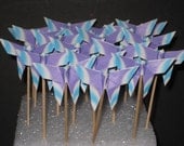 12 Origami Butterfly cupcake topper party food pick cocktail pick