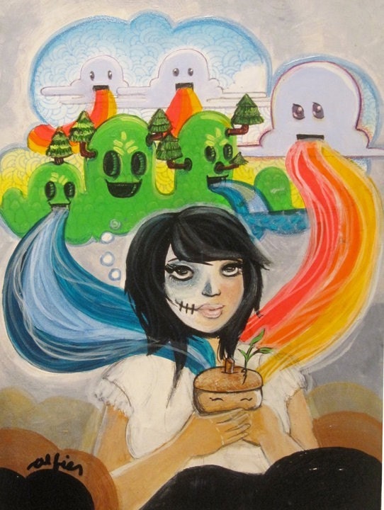 Vinyl Magnet ART PRINT - Art for your Fridge - Dia de los Muertos Women - Save Nature