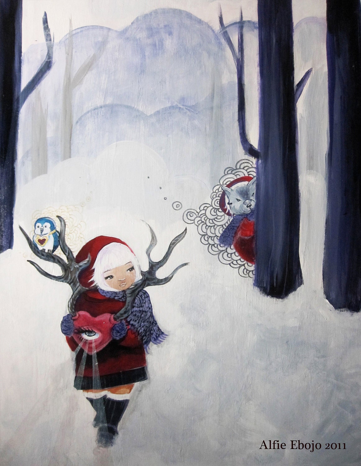 Little Red Riding Hood and her Wolf Ego Vinyl Postcard Sized Magnet