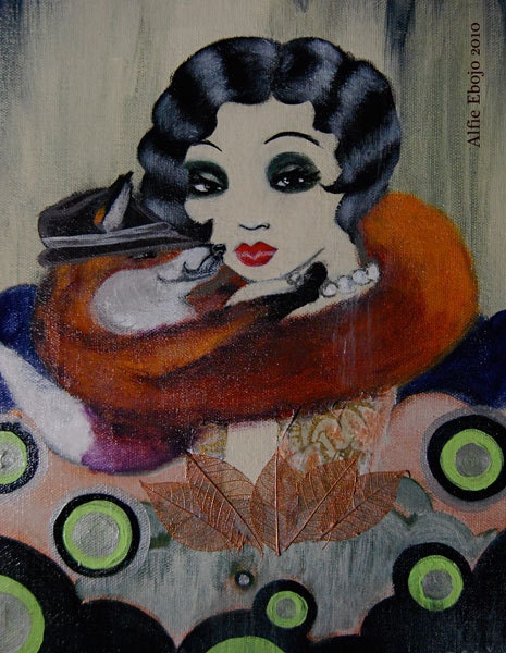 Mustached Mr. Fox with Flapper Woman Postcard Vinyl Magnet