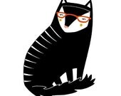 Geeky Black Cat Card