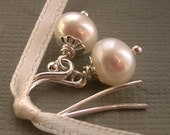 Classic pearl earrings, freshwater pearls, sterling silver ear wires, silver earrings