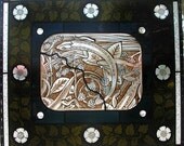 Painted Stained Glass.  Blackberry Lizard
