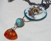 Gulf Oil Spill inspired Mixed Media Evil Eye Necklace