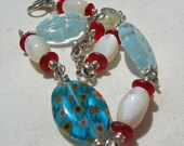 Millefiore and Vintage Mother of Pearl Bead Bracelet - Beach wear
