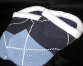 Blue Argyle Fleece Lined Sweater Slippers - W 9/10