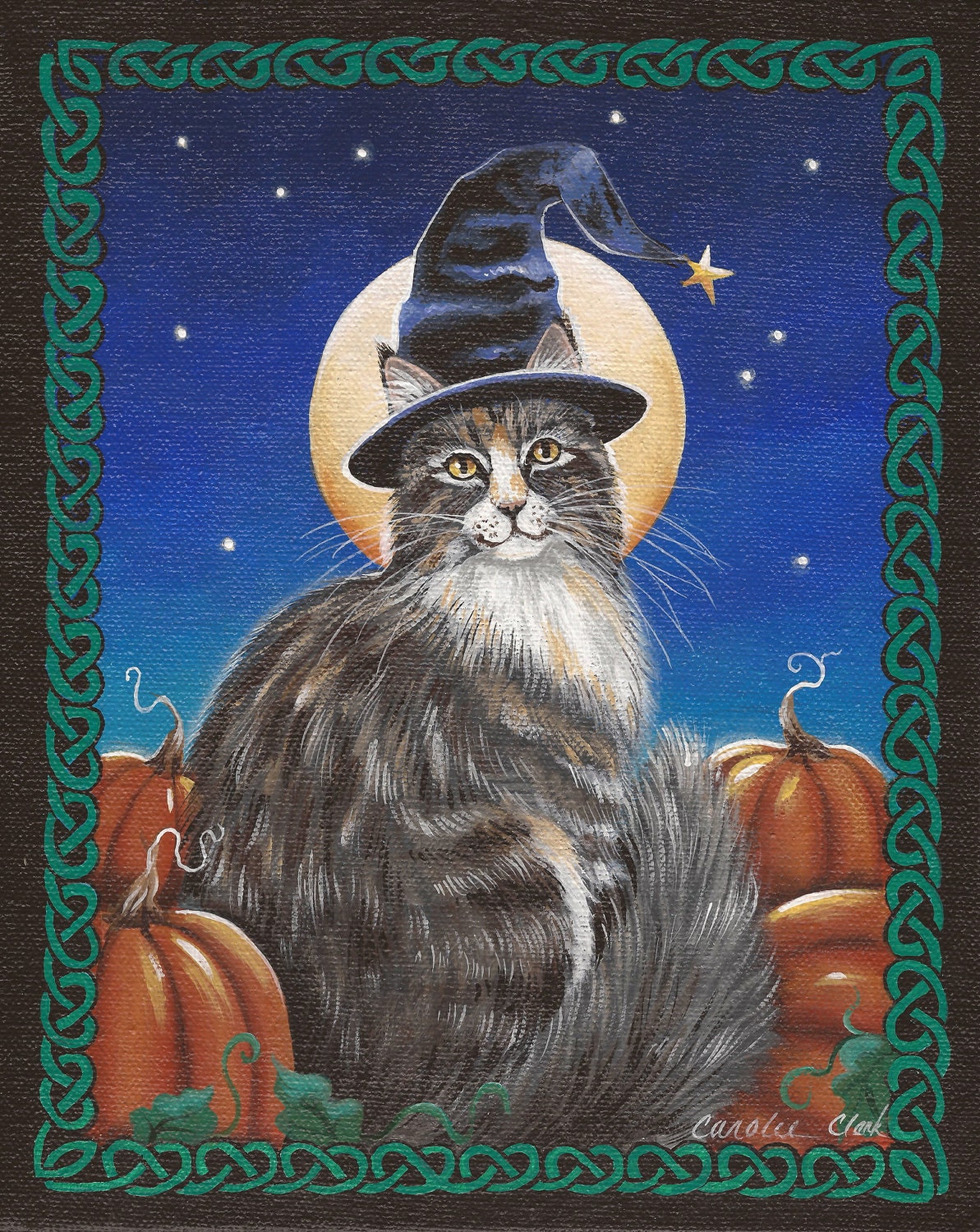 Merlin - 8 x 10 Print of Original Acrylic Cat Painting by Carolee Clark
