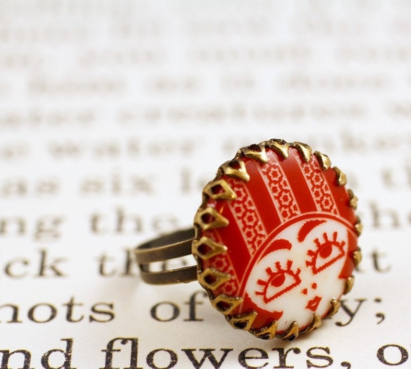 Flapper ring vintage 1920's style brass