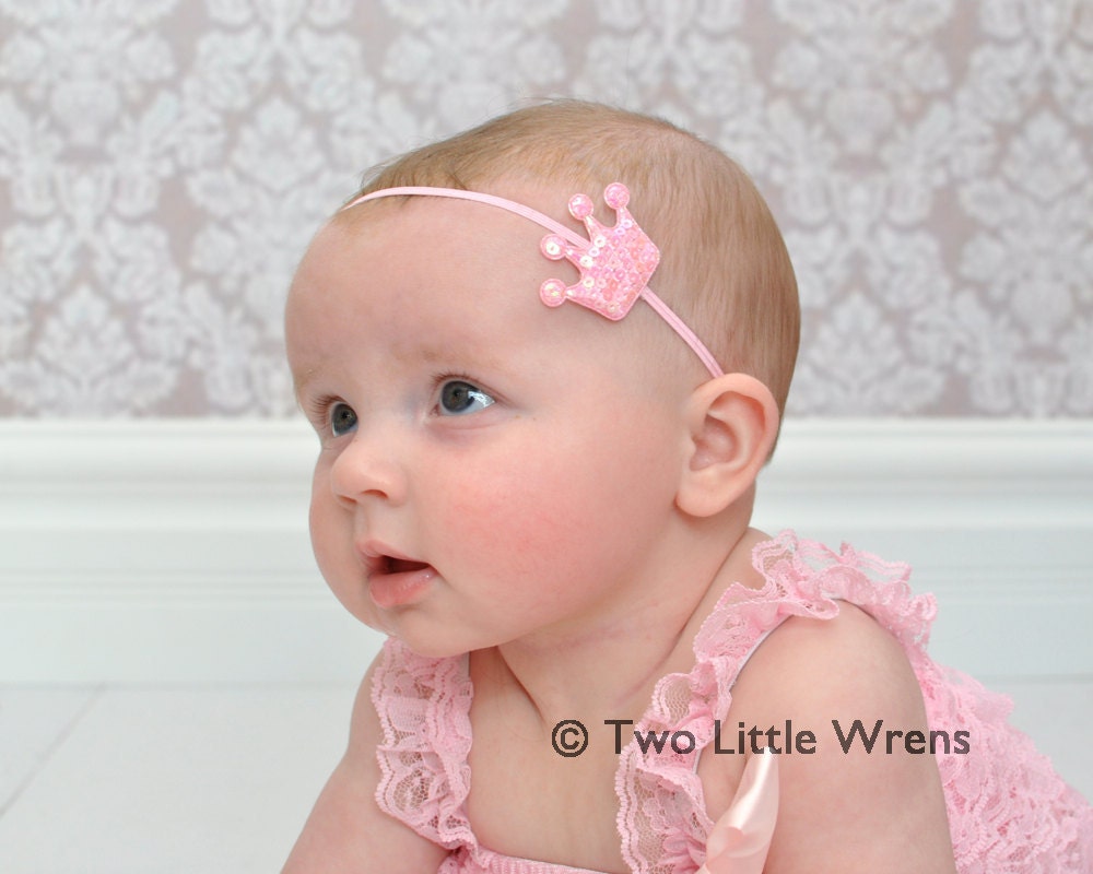 Littlest Princess - Light Pink Sequin Crown - Baby Headband to Adult Headband - SPRING SALE - See Shop