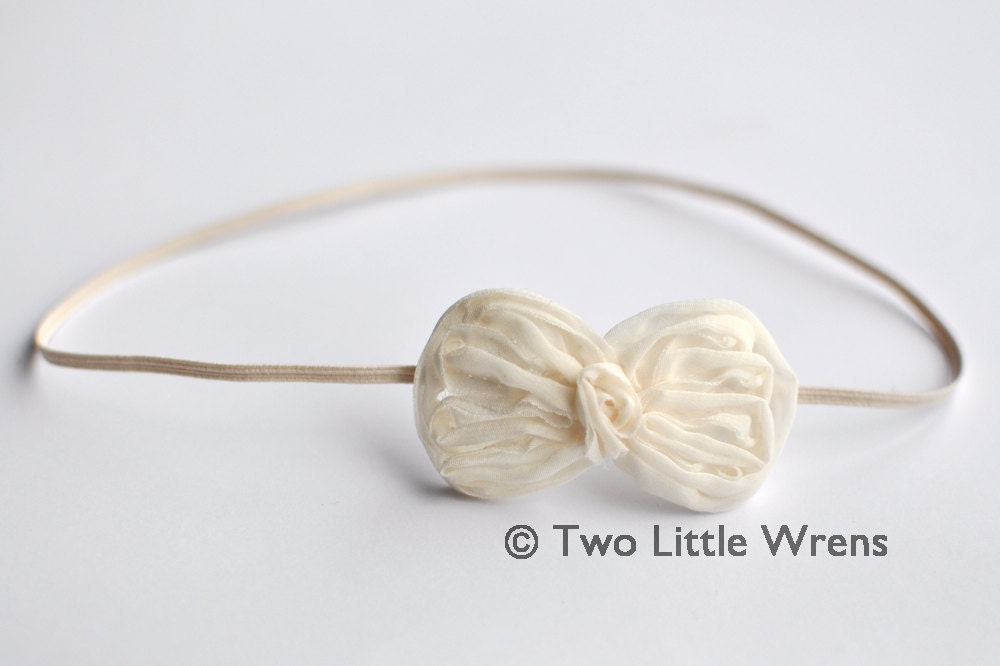 Bailey Bow Headband - Ivory Chiffon Bow - Baby Headband to Adult Headband - SPRING SALE - See Shop