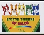 Colored Boston Terrier Crayon Dog Art Magnet