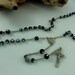 Childs Rosary 4 Decade Beads Lourdes Black Glass with Silver Dots French Vintage