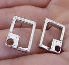 Silver Hand made Building Block Earrings