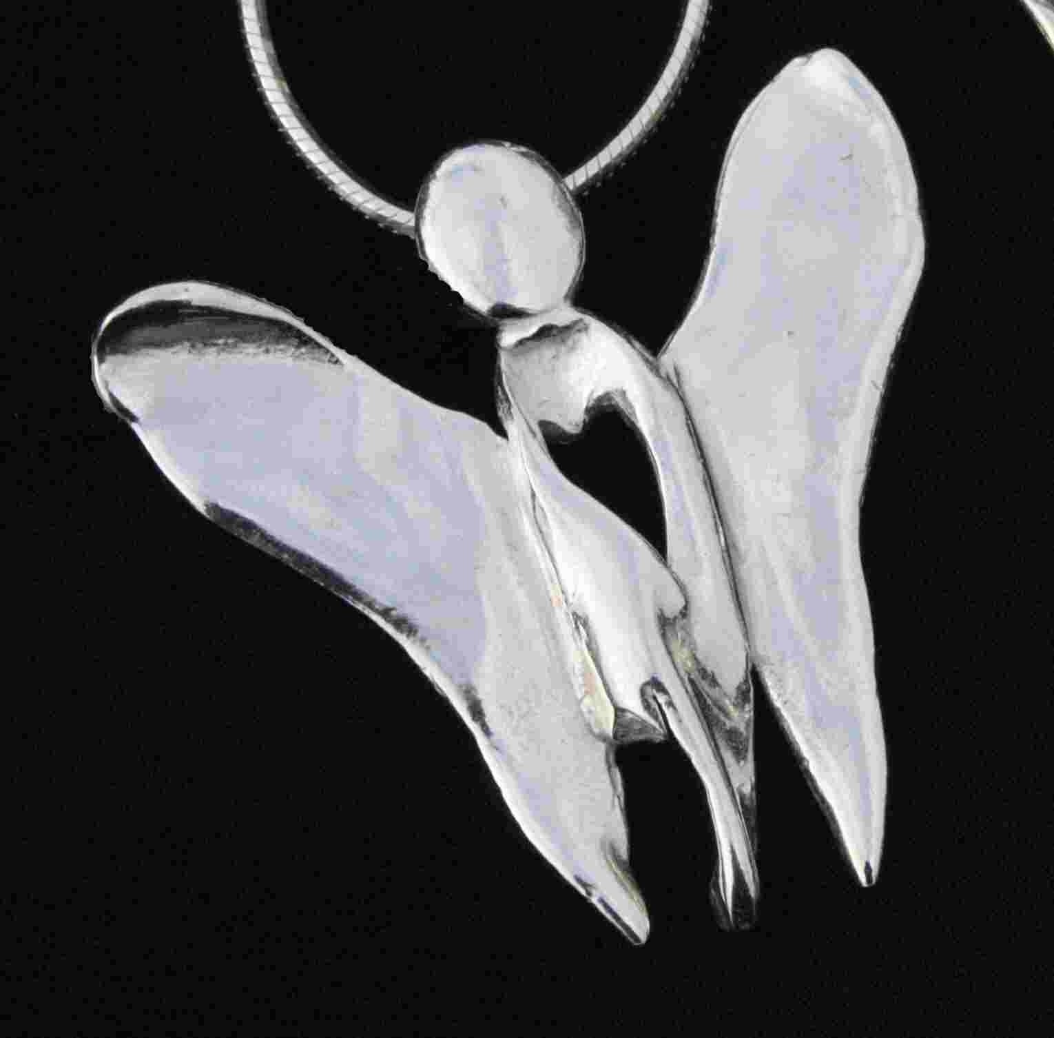 Small Butterfly Angel, Sterling Silver Pendant - Handmade