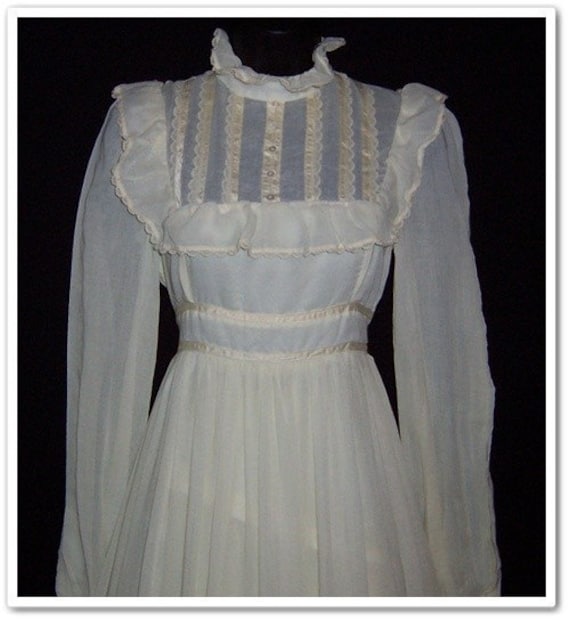 Vintage 70s Gunne Sax Cream Prairie Dress XS S