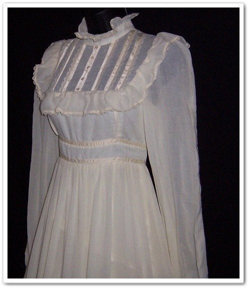 Vintage 70s Gunne Sax Cream Prairie Dress XS S