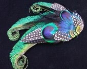 Starry NIght Peacock Feather Hair Barrette