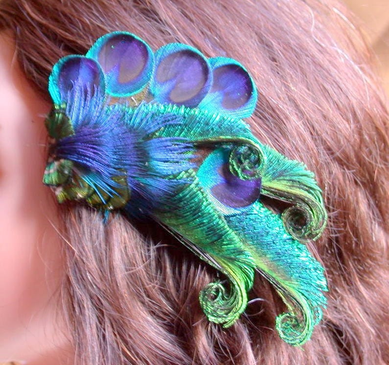 Peacock Hair Piece- Easy to Wear-