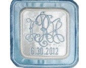 Square Wedding Gown Label in Bridal Blue and Ivory