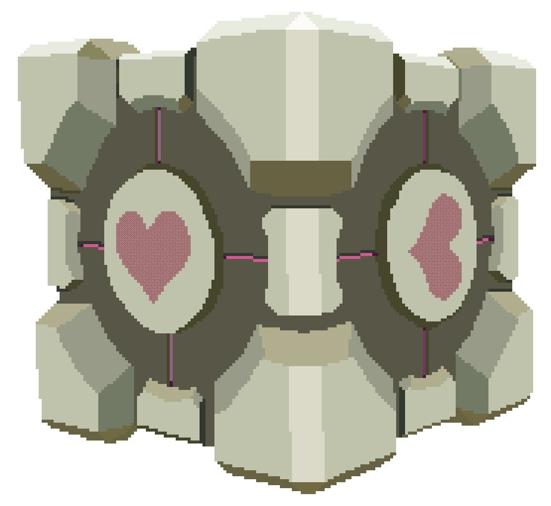Companion Cube PDF Cross Stitch Pattern