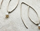 Small Hammered Leaf Hooks, sterling silver pink pearls