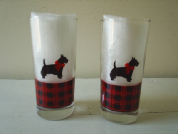 Puppy Love... Vintage Scotty Dog Drinking Glasses by InWithTheOld