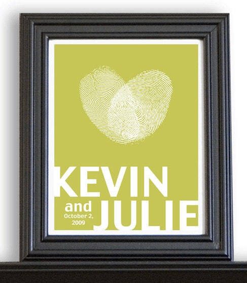 Custom Wedding Gift, Love Print, Personalized Print, Thumbprint Heart, 8x10