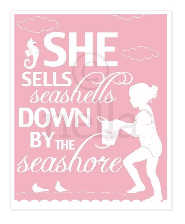 She Sells Seashells Art Print 8x10
