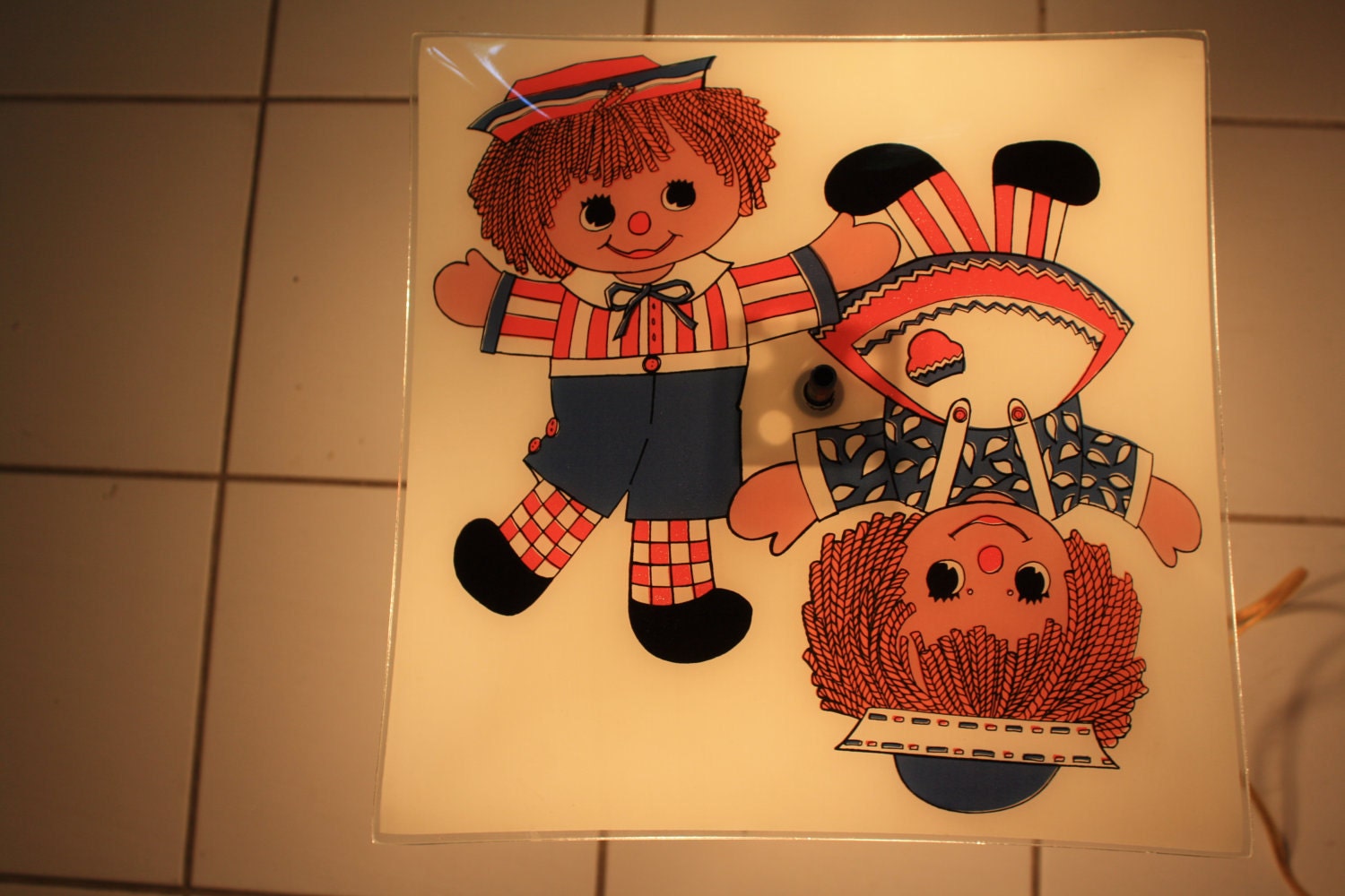 Raggedy Ann & Andy Glass Ceiling Light Cover