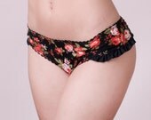 Lingerie red/black  panties Lolita collection Cute and delicate flowered panties