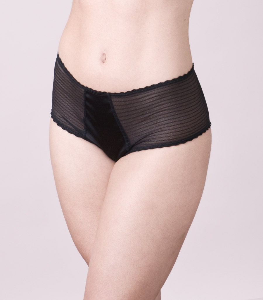 Sexy Black Vintage Lingerie - Provocative and classy high-waisted brief